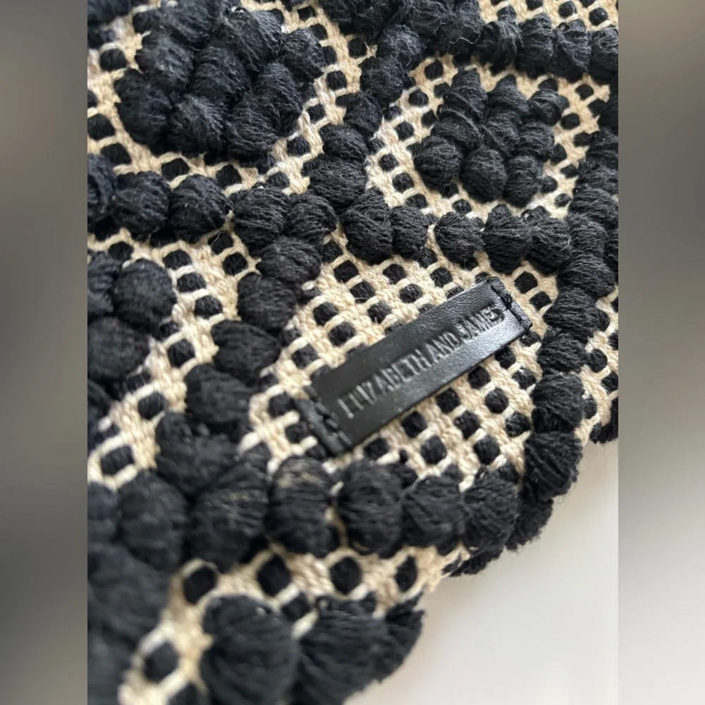 ELIZABETH & JAMES boho wristlet CLUTCH textured handbag BLACK AND WHITE